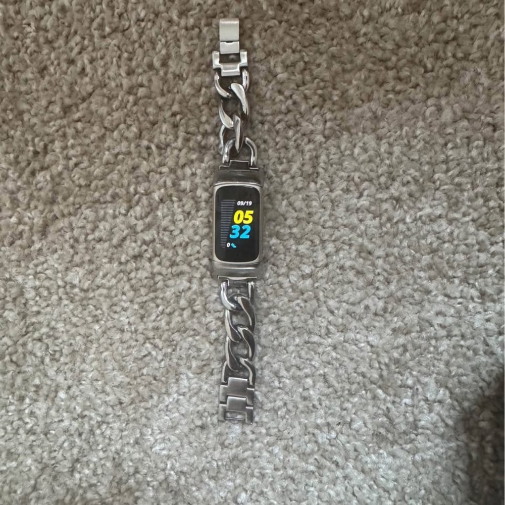 Silver Smartwatch with Chain Link Band